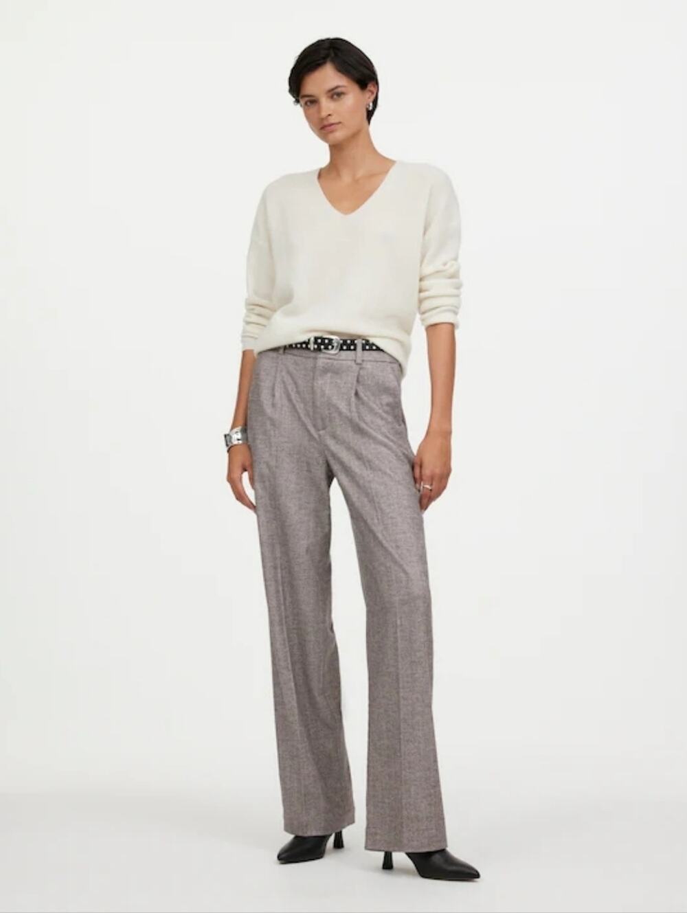 MADEWELL Slouchy Straight Pants in Herringbone Wool Italian Fabric Size 4 NWT